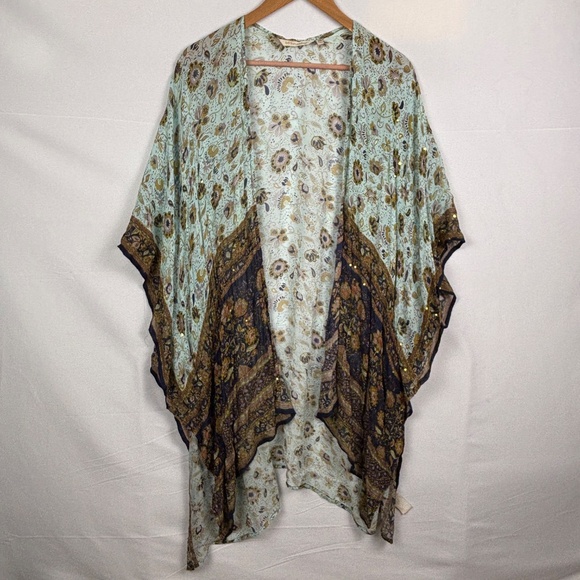 SoftSurroundings Women Kimono Topper OS Fairy Embroider Boho Sequin Gypsy Whimsy - Picture 1 of 11
